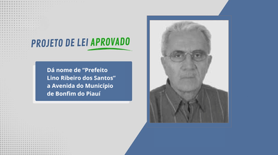 Câmara de Bonfim do Piauí aprova projeto que denomina avenida em homenagem ao ex-prefeito Lino Ribeiro
