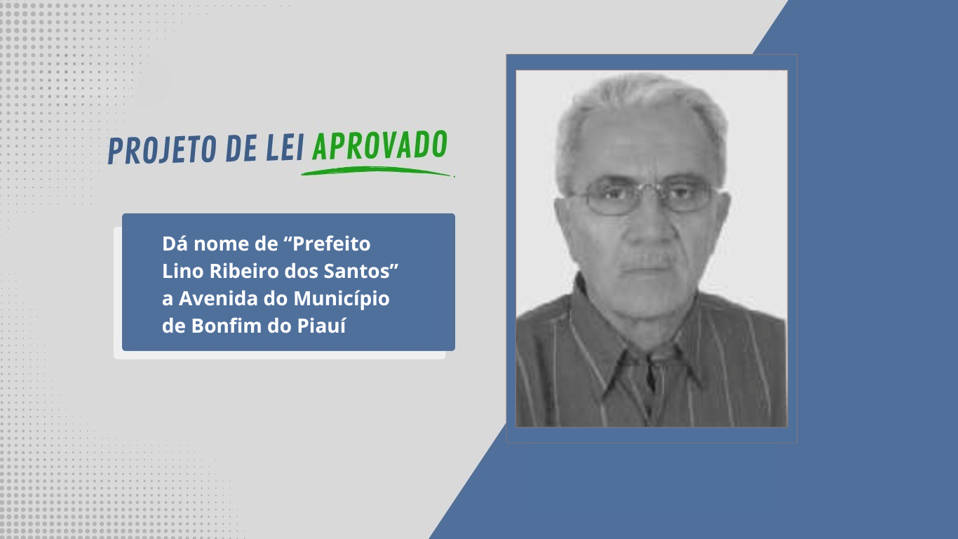 Câmara de Bonfim do Piauí aprova projeto que denomina avenida em homenagem ao ex-prefeito Lino Ribeiro